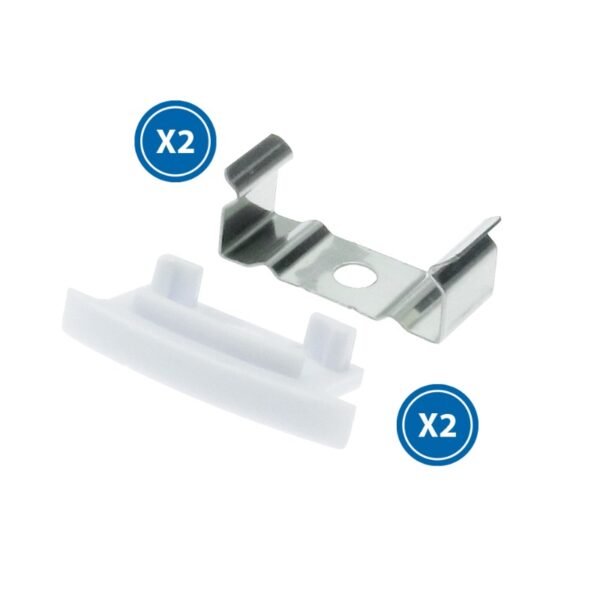 Pack 2 Chevilles et 2 agrafes pour Profil LM3718 - Ledme - LM3718A