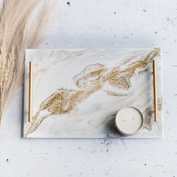 Plateau de service en acrylique  -  Gold Quartz  - LYNN & LIANA