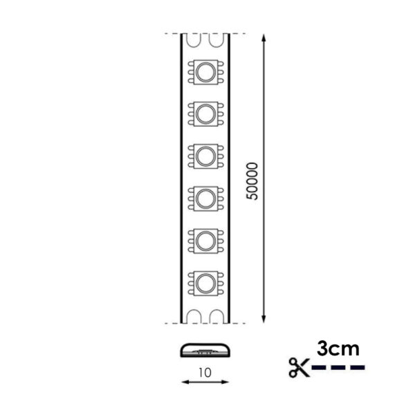 Tira LED 12V DC SMD5050 Videny IP20 RGB 120 Led/m - 5 Métros - Ledme - LM2009 – Image 2
