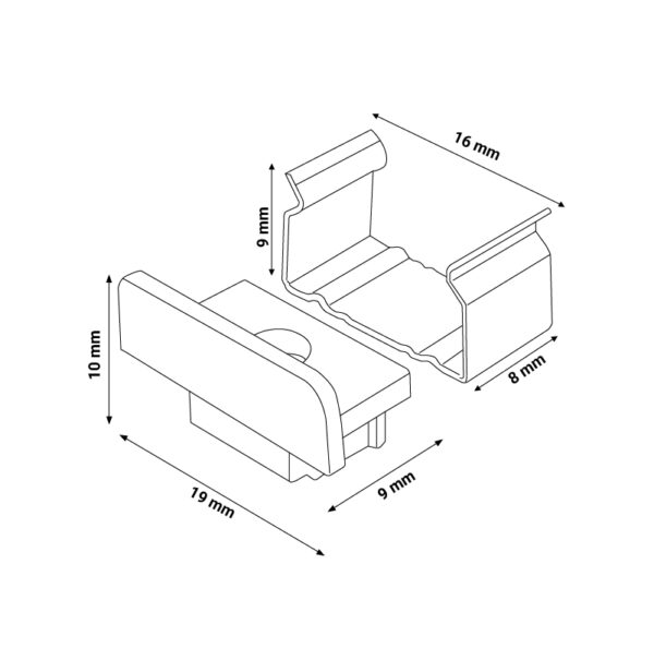 Pack 2 Chevilles et 2 agrafes pour Profil LM3703 - Ledme - LM3703A – Image 2