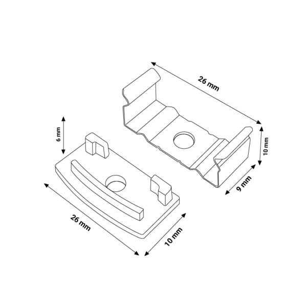 Pack 2 Chevilles et 2 agrafes pour Profil LM3729 - Ledme - LM3729A – Image 2