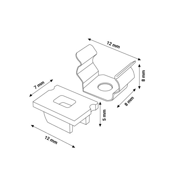 Pack 2 Chevilles et 2 agrafes pour Profil LM3733 - Ledme - LM3733A – Image 2