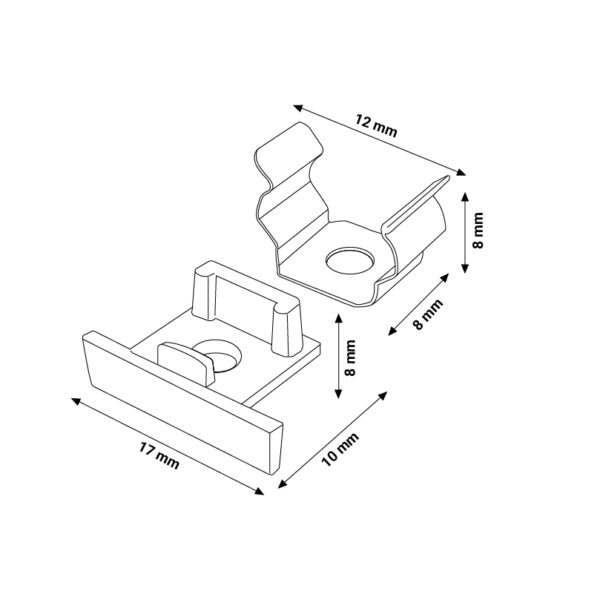 Pack 2 Chevilles et 2 agrafes pour Profil LM3745 - Ledme - LM3745A – Image 2