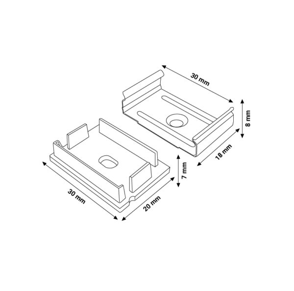 Pack 2 Chevilles et 2 agrafes pour Profil LM3779 - Ledme - LM3779A – Image 2