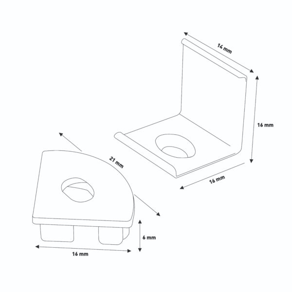 Pack 2 Chevilles et 2 agrafes pour Profil LM3742 - Ledme - LM3742A – Image 2