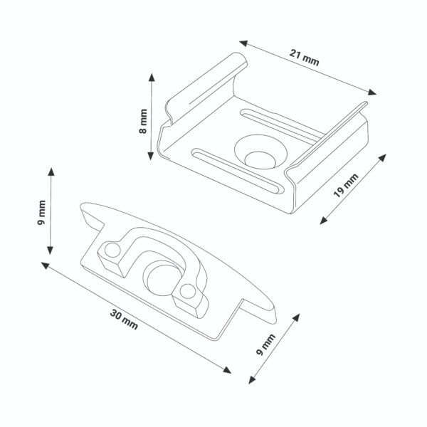 Pack 2 Chevilles et 2 agrafes pour Profil LM3706 - Ledme - LM3706A – Image 2