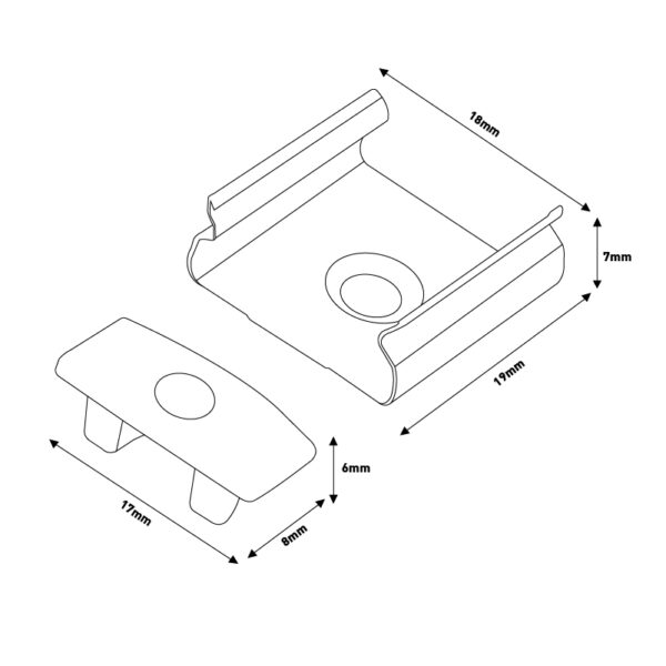 Pack 2 Chevilles et 2 agrafes pour Profil LM3702 - Ledme - LM3702A – Image 2