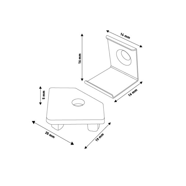 Pack 2 Tapones et 2 Grapas pour Perfil LM3728 - Ledme - LM3728A – Image 2