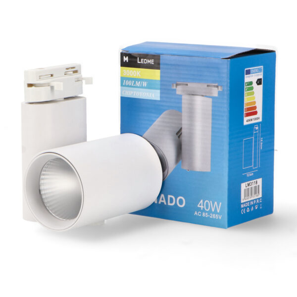 Spot LED sur rail Blanc Bernado 40W Monophasé - DSC 3000K - Ledme - LM3118 – Image 3