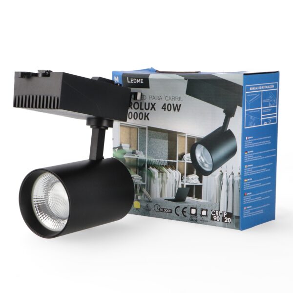 Spot LED sur Rail Prolux Noir 40W Monophasé - DSC 4500K - Ledme - LM3172 – Image 3