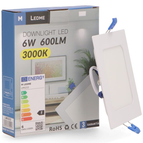 Panneau LED Carré Série Slim 6W 6000K - Ledme - LM5220 – Image 3