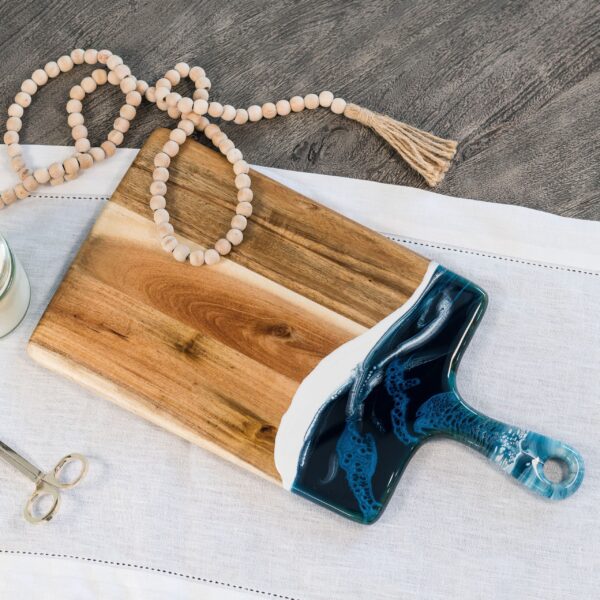 Planches à fromage d'acacia moyennes  -   Navy | White | Metallic - LYNN & LIANA