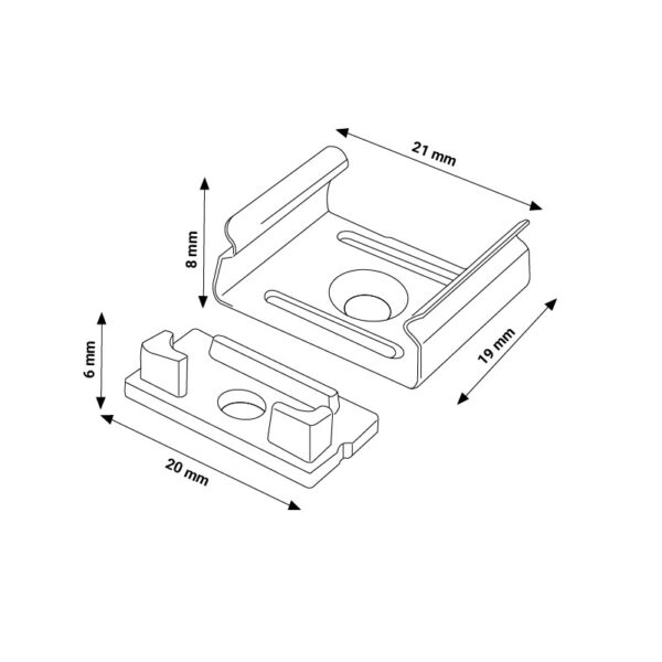 Pack 2 Chevilles et 2 agrafes pour Profil LM3753 - Ledme - LM3753A – Image 2