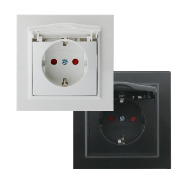 Prise de type Schuko avec couvercle - EP Blanc - Ledme - EP-18-W