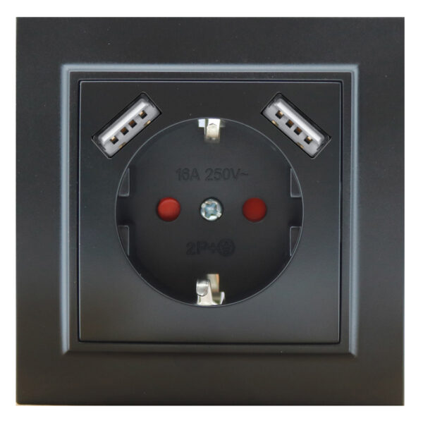 Prise Encastrable Type F Schuko Avec Double USB - EP Noir - Ledme - EP-19-B – Image 4