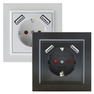 Prise Encastrée Type F Schuko Avec Double USB - EP Blanc - Ledme - EP-19-W