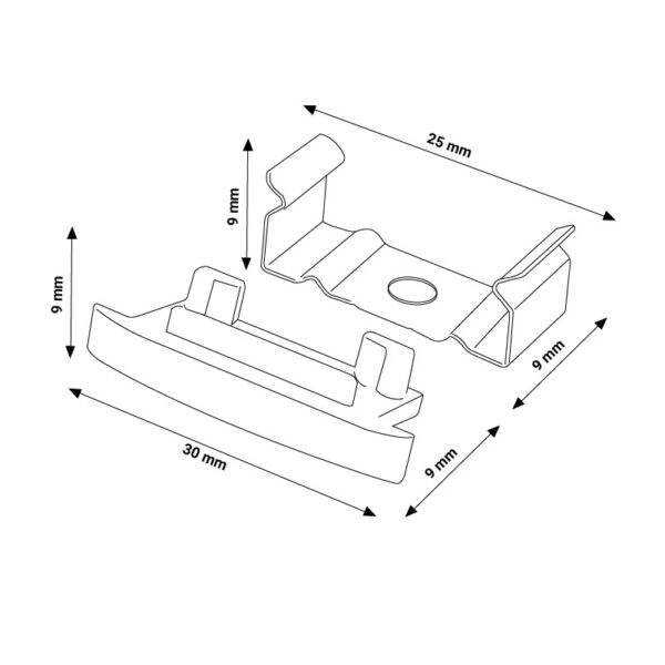 Pack 2 Chevilles et 2 agrafes pour Profil LM3718 - Ledme - LM3718A – Image 2