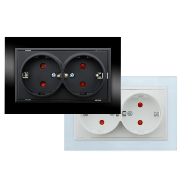 Prise encastrable double type Schuko - FB Noir - Ledme - FB-15-B