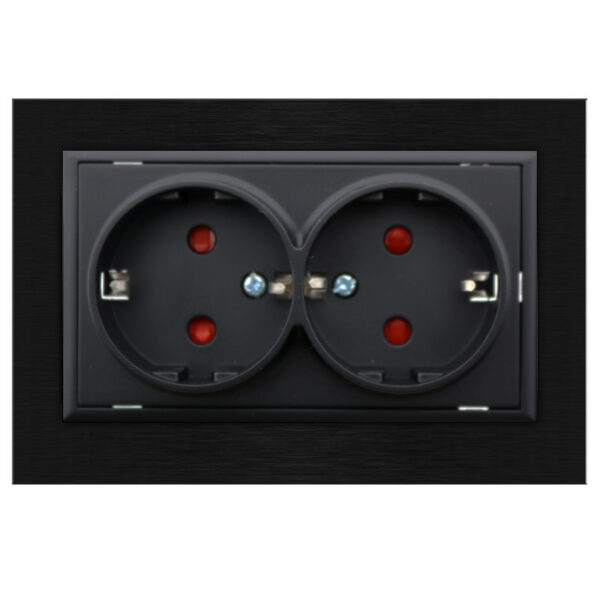 Prise encastrée double type Schuko - FL Noir - Ledme - FL-15-B – Image 5