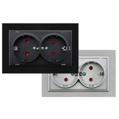 Prise encastrée double type Schuko - FL Gris - Ledme - FL-15-G