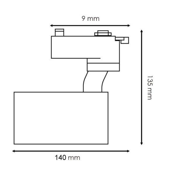 Spot LED sur Rail Noir Berna 12W Monophasé 3000K - Ledme - LM3110 – Image 2