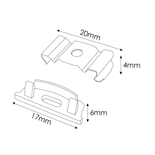 Pack 2 Chevilles et 2 agrafes pour Profil LM3737 - Ledme - LM3737A – Image 2