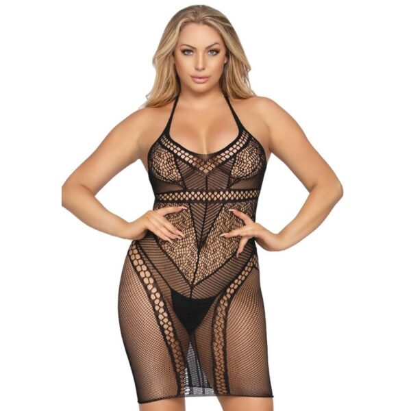 LEG AVENUE - MINI ROBE MULTI FILET TAILLE UNIQUE - NOIR -