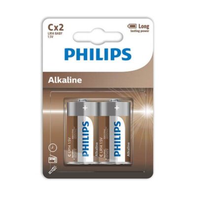 PHILIPS - PILES ALCALINES C LR14 BLISTER*2 -