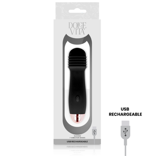 DOLCE VITA - VIBRATEUR RECHARGEABLE TROIS NOIR 7 VITESSES - – Image 3