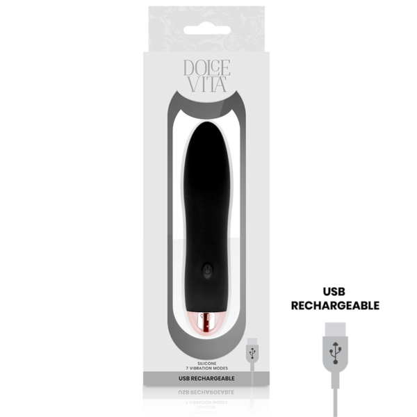 DOLCE VITA - VIBRATEUR RECHARGEABLE QUATRE NOIR 7 VITESSES - – Image 3