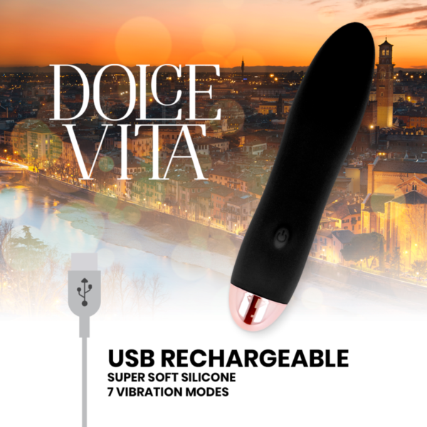DOLCE VITA - VIBRATEUR RECHARGEABLE QUATRE NOIR 7 VITESSES - – Image 4