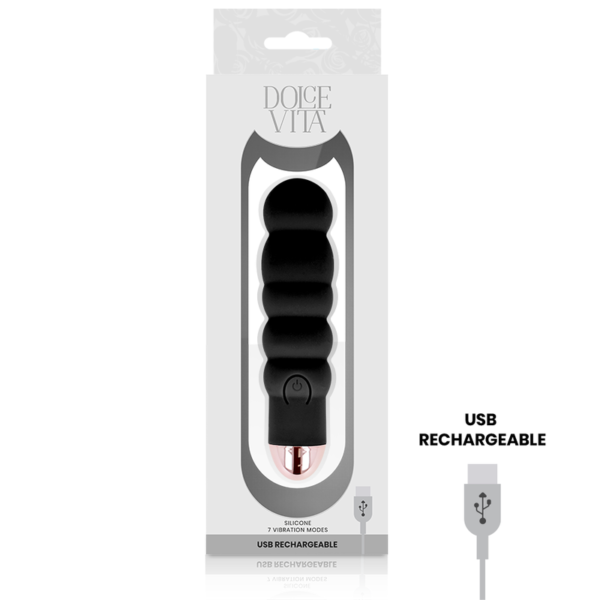 DOLCE VITA - VIBRATEUR RECHARGEABLE SIX NOIR 7 VITESSES - – Image 3