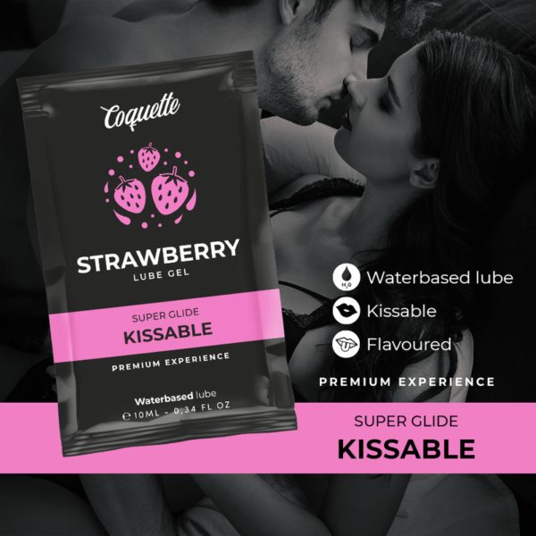 COQUETTE COSMETICS  - LUBRIFIANT KISSABLE BASE D'EAU DE FRAISE POCHE 10 ML - – Image 3