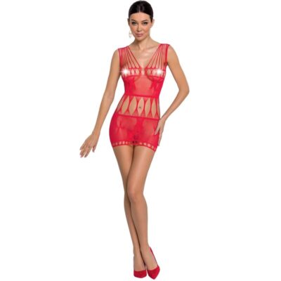 PASSION - FEMME BS090 BODYSTOCKING ROUGE TAILLE UNIQUE -