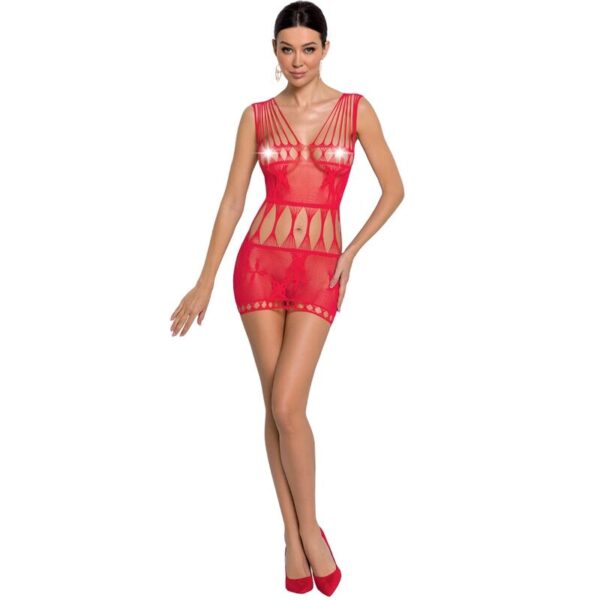 PASSION - FEMME BS090 BODYSTOCKING ROUGE TAILLE UNIQUE -