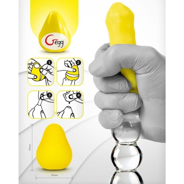 G-VIBE - OEUF MASTURBATEUR TEXTURÉ JAUNE RÉUTILISABLE - – Image 4