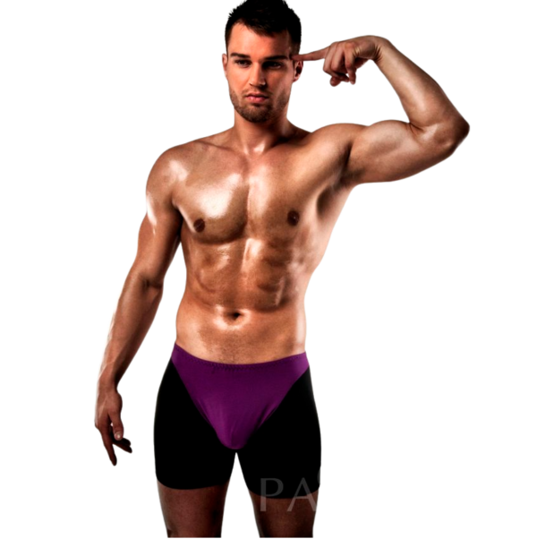 PASSION - BOXER 009 LILAS/NOIR LINGERIE ÉROTIQUE S/M -