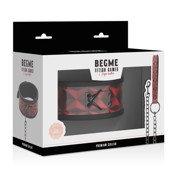 BEGME - COLLIER EN CUIR VÉGAN PREMIUM ÉDITION ROUGE AVEC DOUBLURE EN NÉOPRÈNE - – Image 7