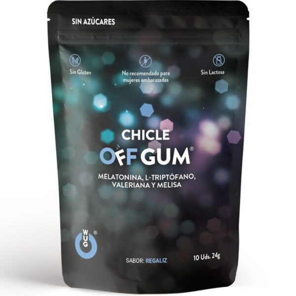 WUG GUM - OFF VALERIAN, TRYPTOPHAN, LEMON BALM AND MELATONIN 10 UNITS -