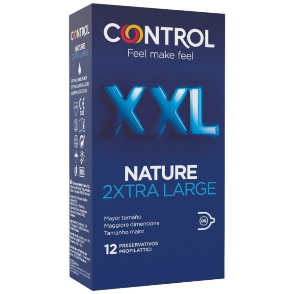 CONTROL - PRÉSERVATIFS NATURE 2XTRA GRANDS XXL - 12 UNITÉS -
