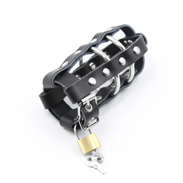 OHMAMA FETISH - ETUI EN CUIR AVEC ANNEAUX MÉTALLIQUES ET CADENAS - – Image 3
