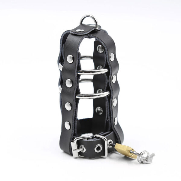 OHMAMA FETISH - ETUI EN CUIR AVEC ANNEAUX MÉTALLIQUES ET CADENAS - – Image 4