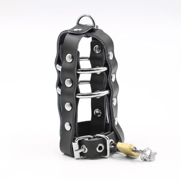 OHMAMA FETISH - ETUI EN CUIR AVEC ANNEAUX MÉTALLIQUES ET CADENAS - – Image 5