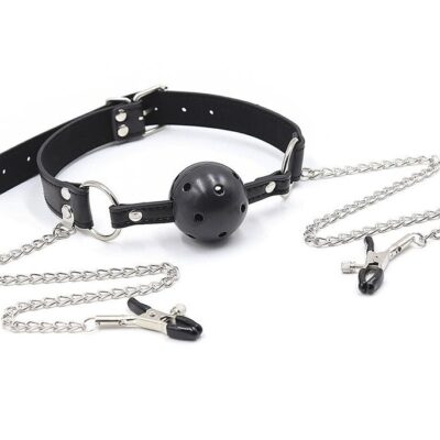 OHMAMA FETISH - BALL GAG AVEC ÉVENTS ET PINCES  TÉLÉNOLS -