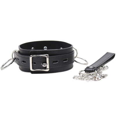 OHMAMA FETISH - COLLIER DE SOUMISSION AVEC 3 ANNEAUX -