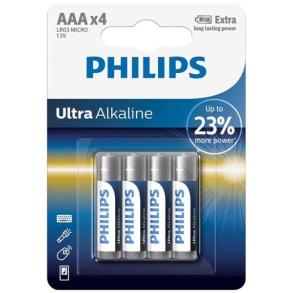 PHILIPS - PILE ULTRA ALCALINE AAA LR03 4 UNITÉ -