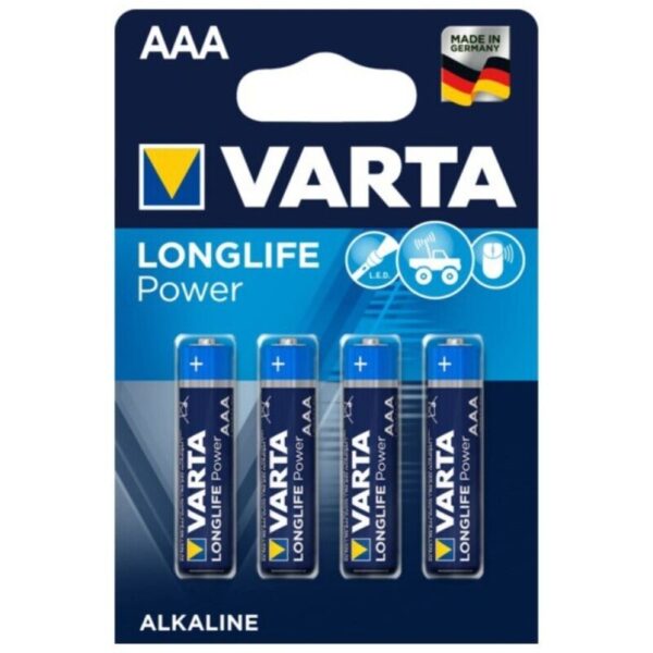 VARTA - PILE ALCALINE LONGLIFE POWER AAA LR03 4 UNITÉ -