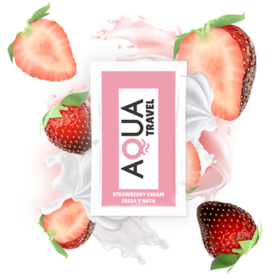 AQUA TRAVEL - LUBRIFIANT À BASE D'EAU SAVEUR CRÈME DE FRAISE 6 ML -