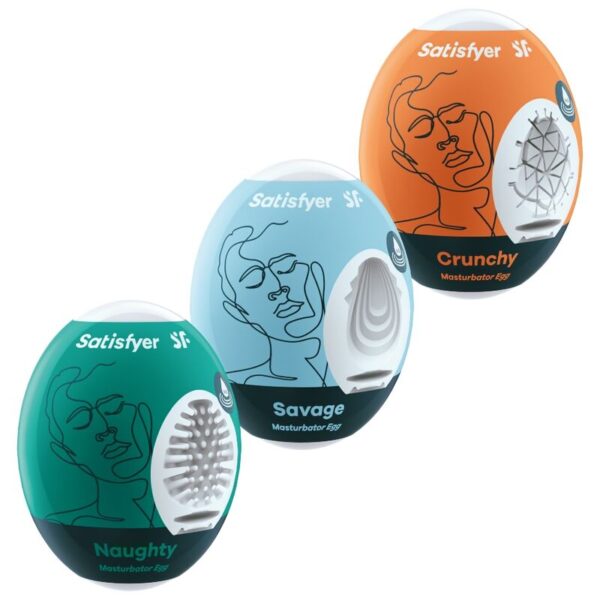 SATISFYER - 3 OEUFS MASTURBATEURS NAUGHTY, SAVAGE & CRUNCHY -