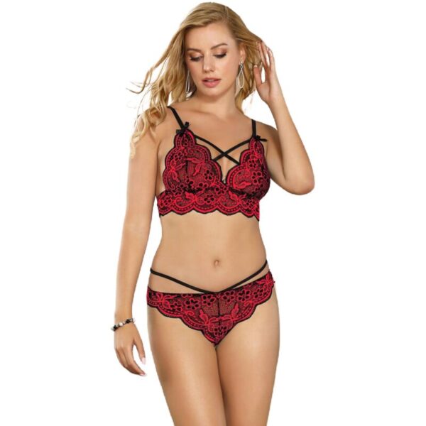 SUBBLIME - SET ENSEMBLE DEUX PIÈCES TOP ET CULOTTE EN DENTELLE S/M -